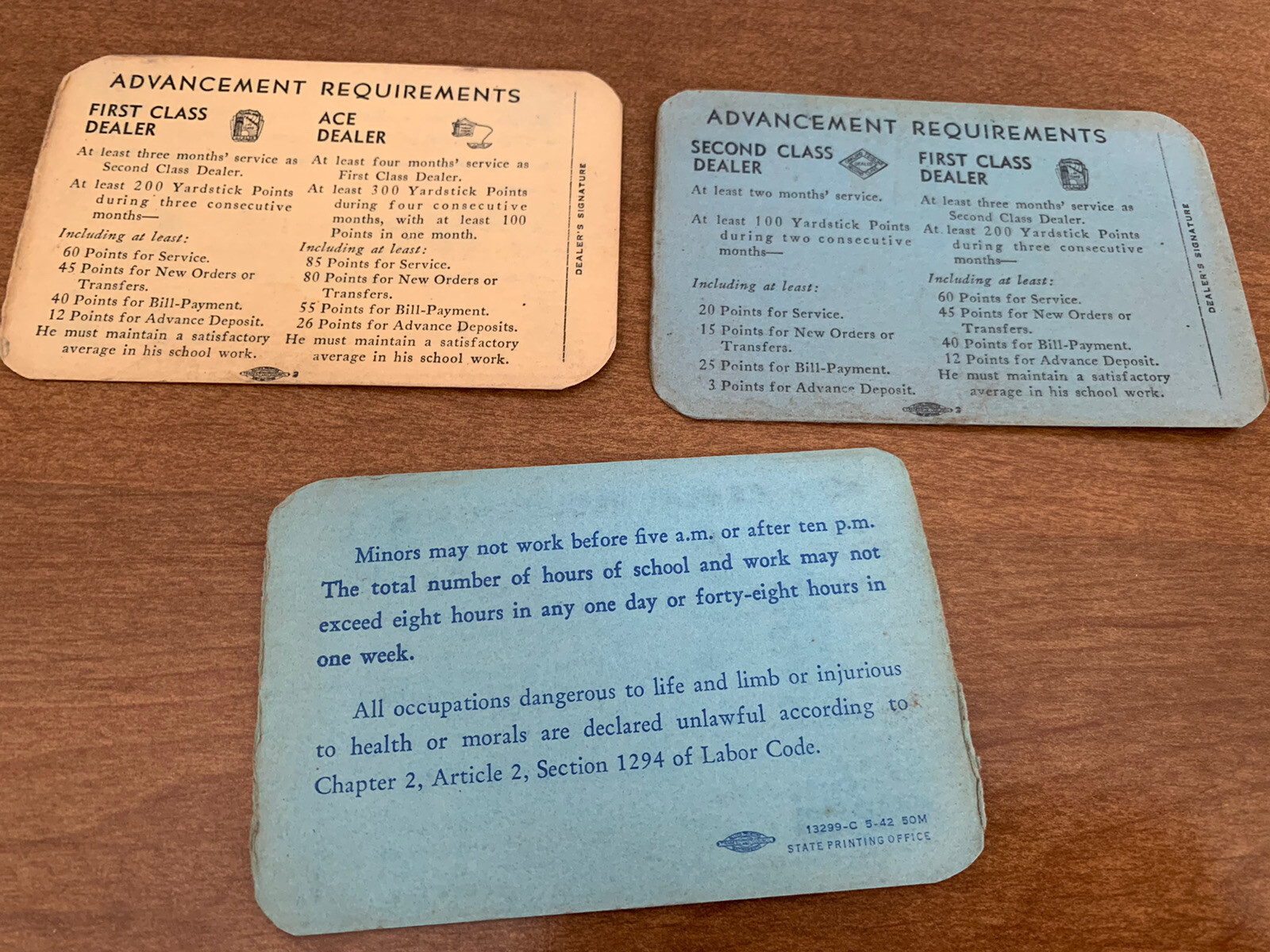 Vintage Newspaper Boy Dealer Cards 1940s Oakland Tribune California Lot Of 3