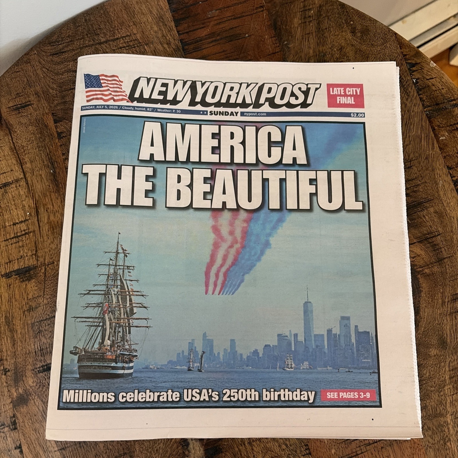 NEW YORK POST – SUNDAY JULY 5, 2026 (USA 250TH BIRTHDAY – AMERICA THE BEAUTIFUL)