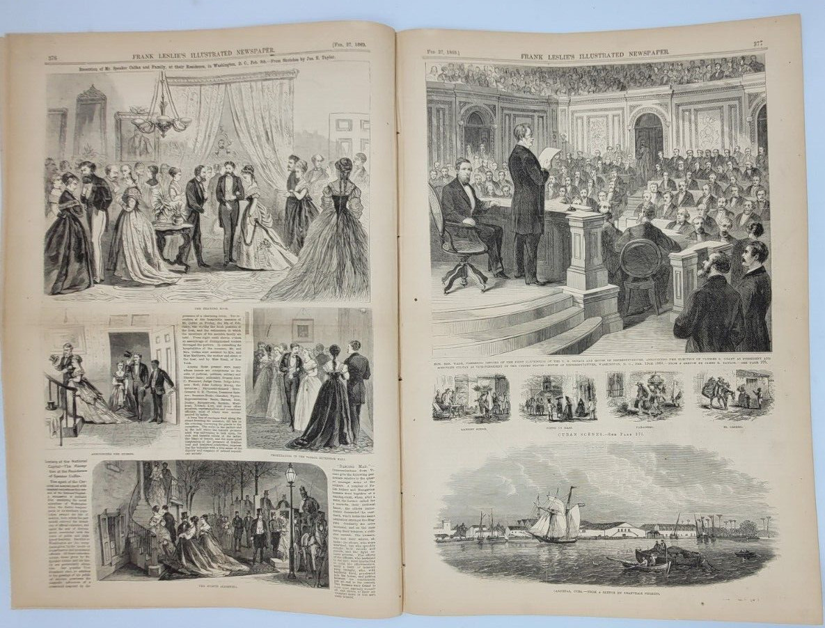 Frank Leslie’s 2/27/1869 Rutgers College / Booth Theater NYC / Grant’s Election