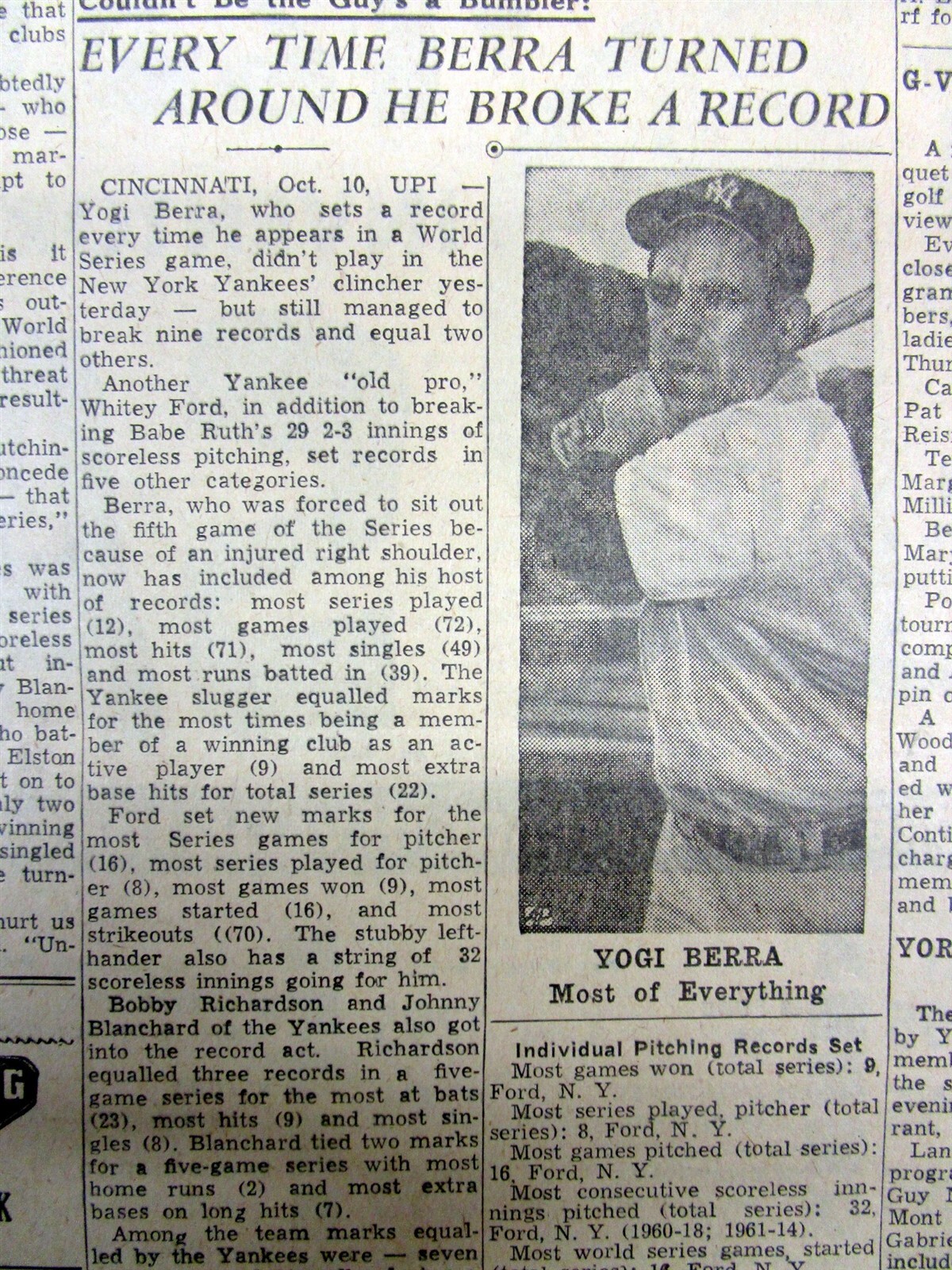 7 1961 newspapers NEW YORK YANKEES WIN baseball WORLD SERIES vs Cincinnati Reds