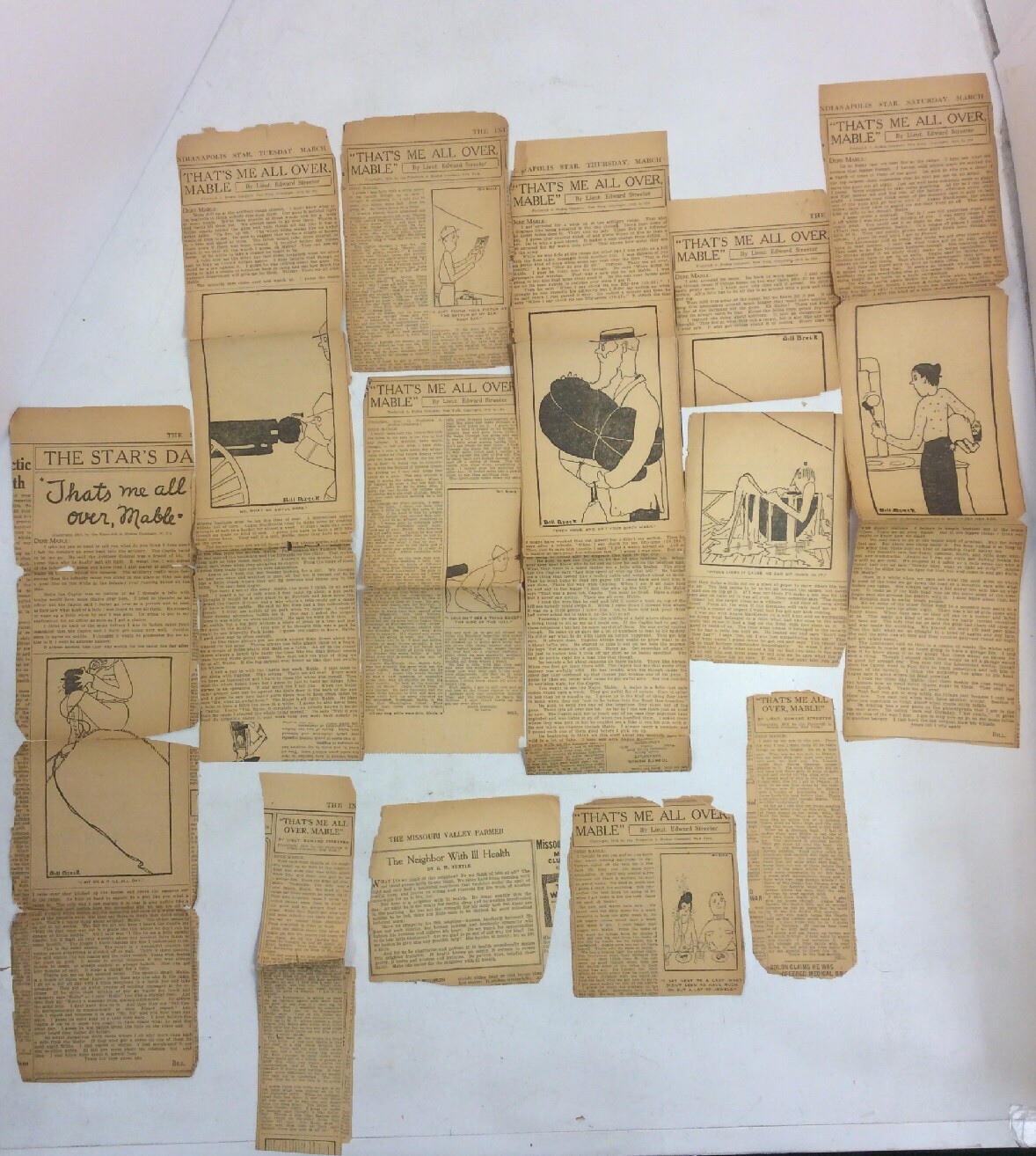 That’s Me All Over Mable 1919 Newspaper Clippings Lt Edward Streeter Bill Breck