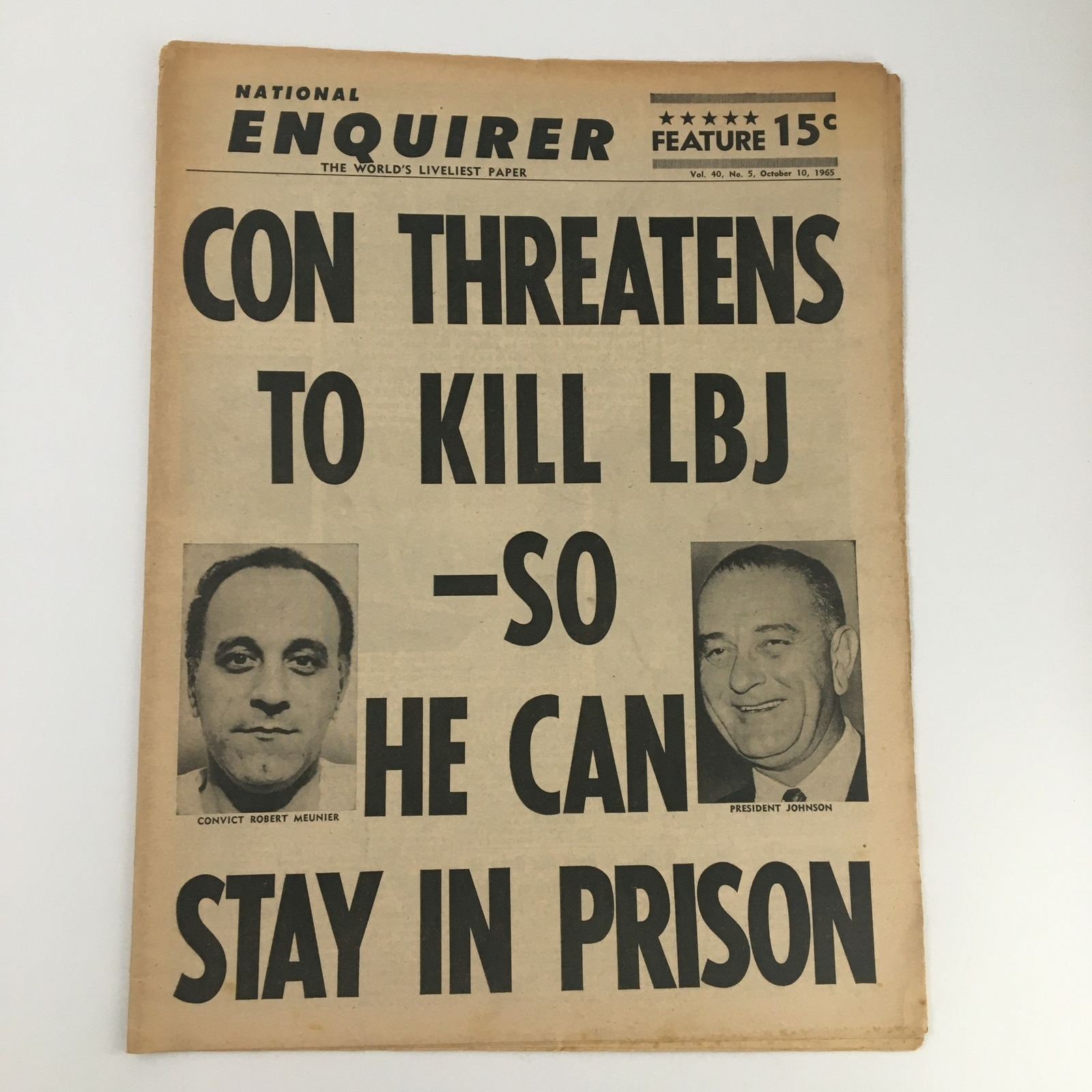 National Enquirer Paper October 10 1965 Robert Meunier and Lyndon B. Johnson