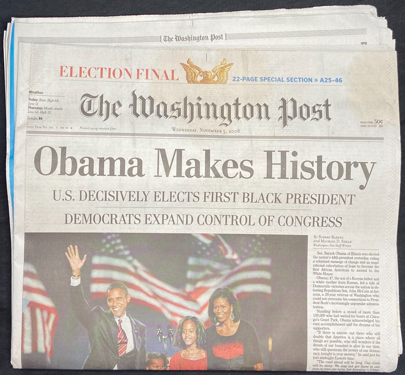 WASHINGTON POST – Nov. 5, 2008 complete – Barack Obama elected president
