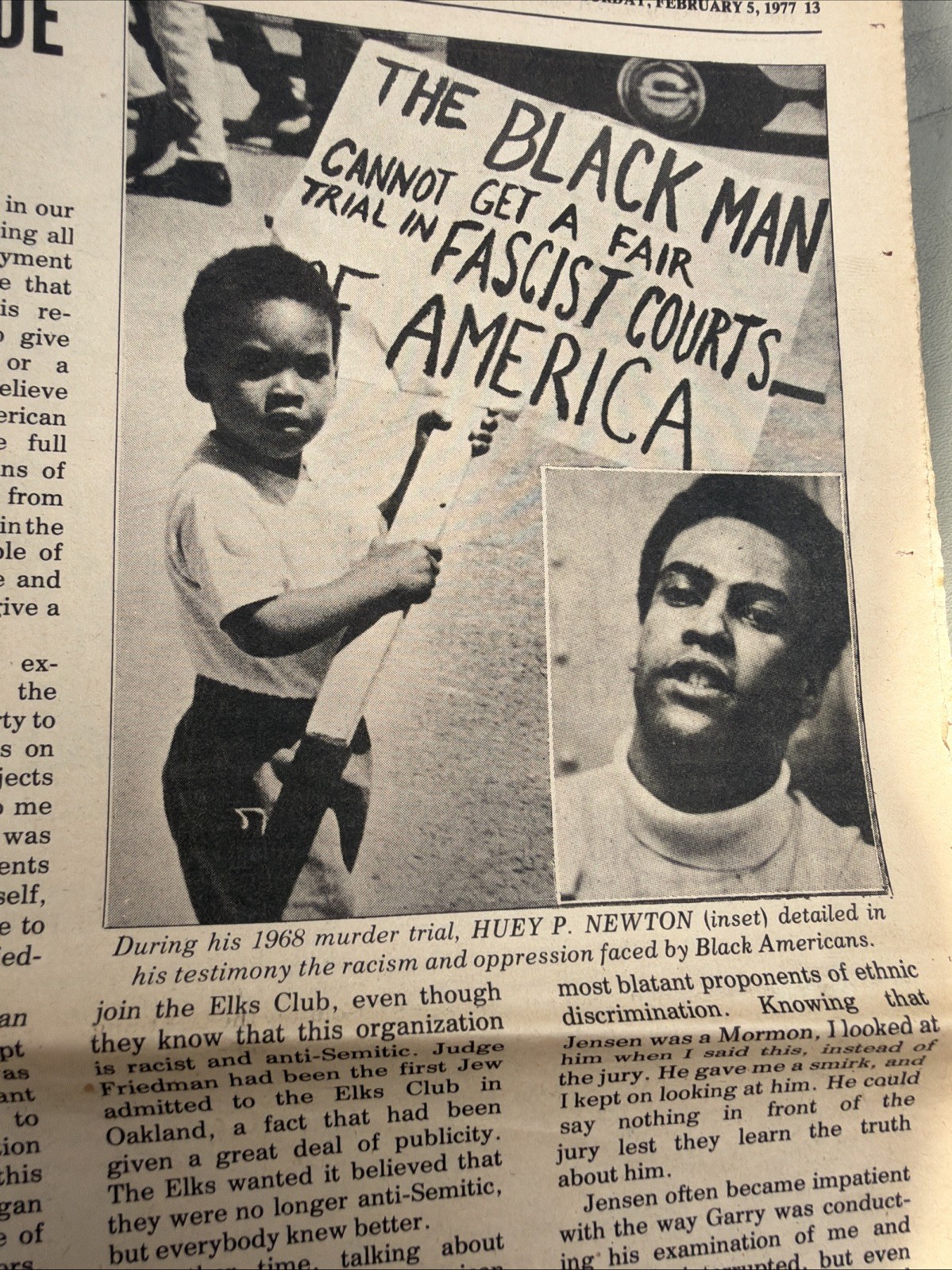 THE BLACK PANTHER PARTY NEWSPAPER – FEBRUARY 5, 1977 Huey Newton ROOTS TV Show
