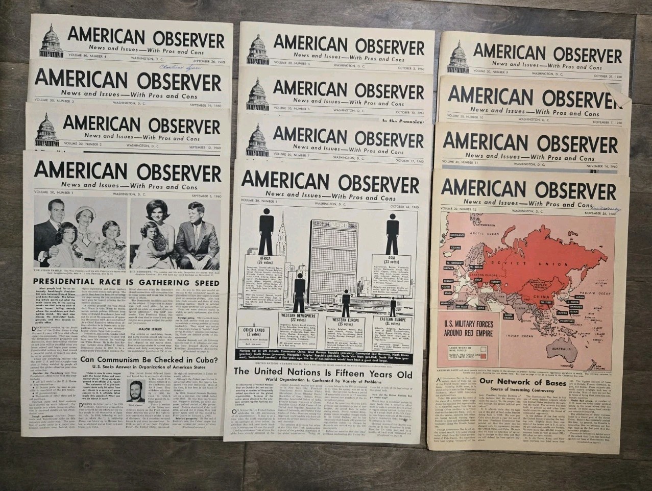 American Observer Newspaper Lot Sept-Nov 1960 Vol 30 No 1 – 12 Washington DC
