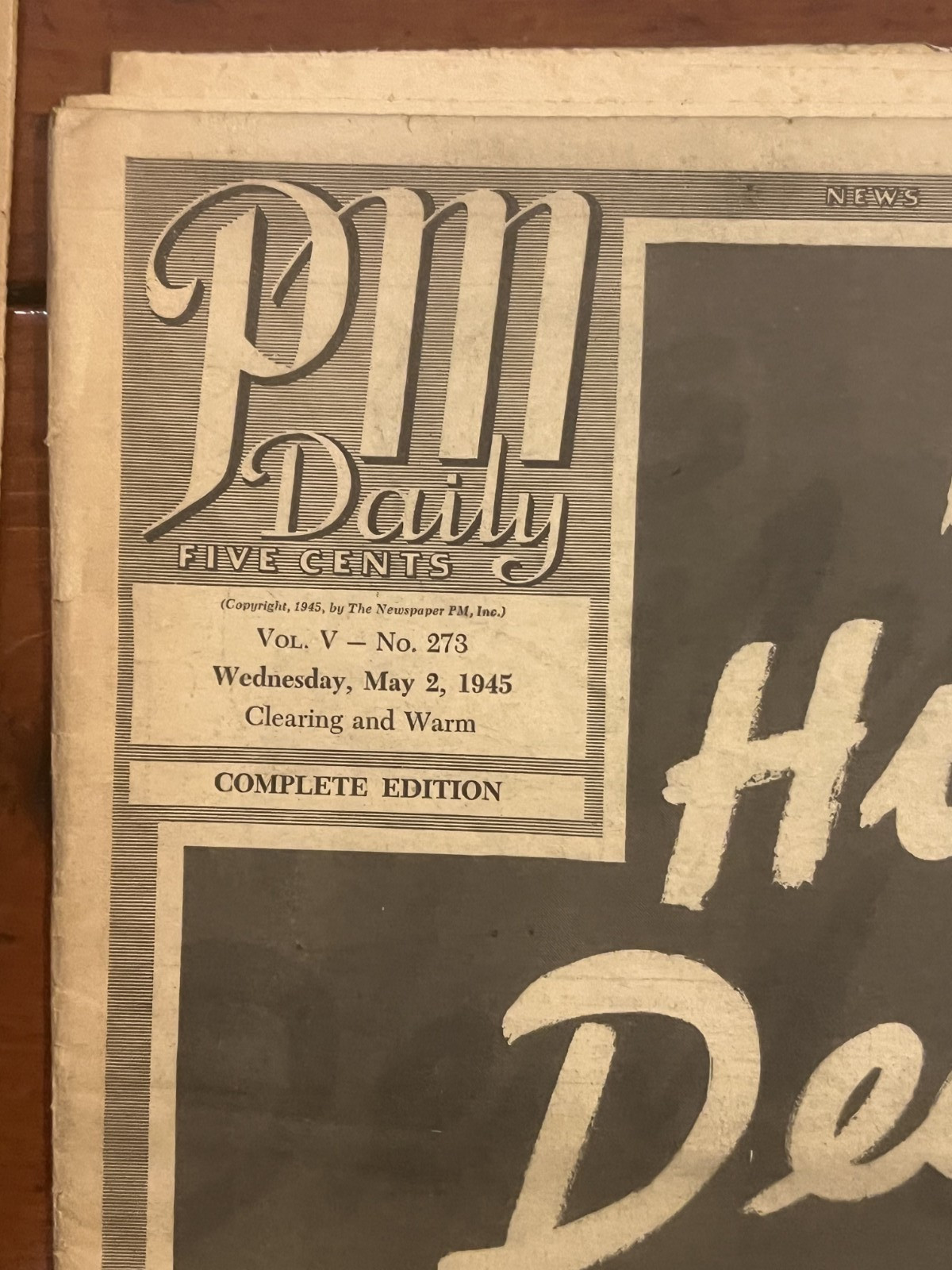 Vintage 1940s WWII PM New York Daily Newspaper Lot (4)