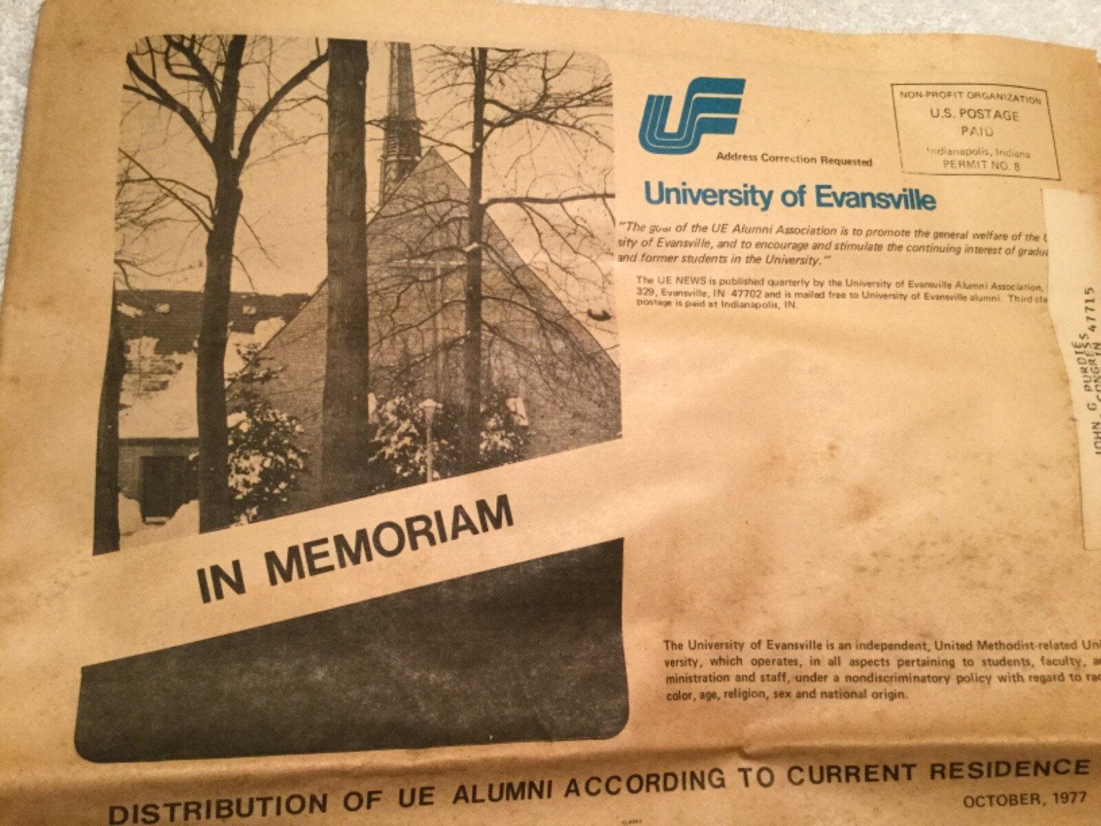 1977 University of Evansville Newspaper In Memoriam Basketball Team Plane Crash