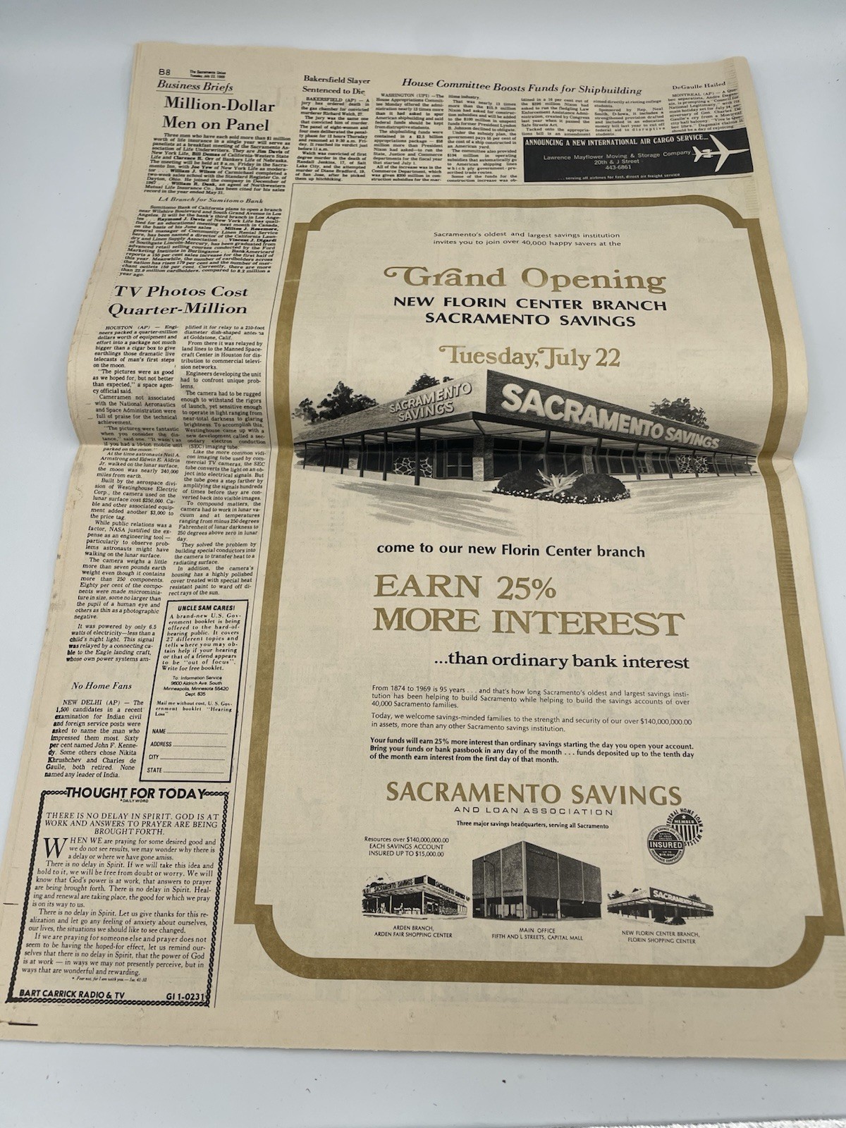 9x The Sacramento Union Newspapers 1969 Apollo 11 Moon Landing Lot