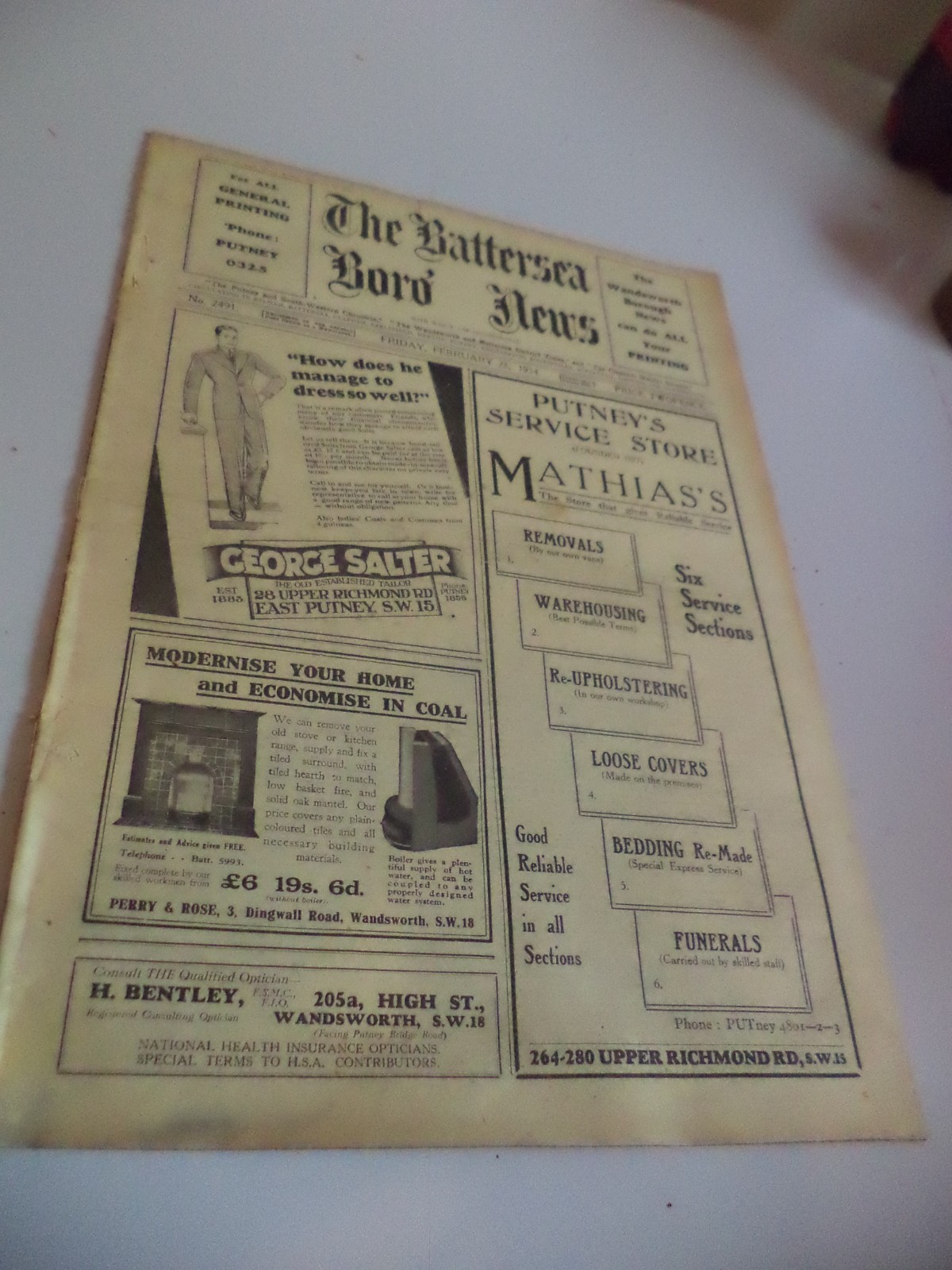the battersea boro’ news old antique 1930s newspaper feb 1934 wandsworth london