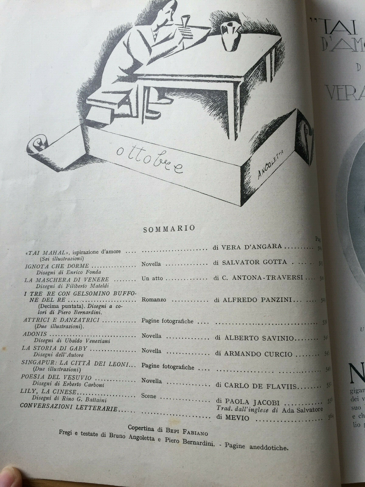 MONDADORI NOVELLA PERIODICAL ITALIAN WRITERS N° 10 1925 GOTTA CURCIO PANZINI