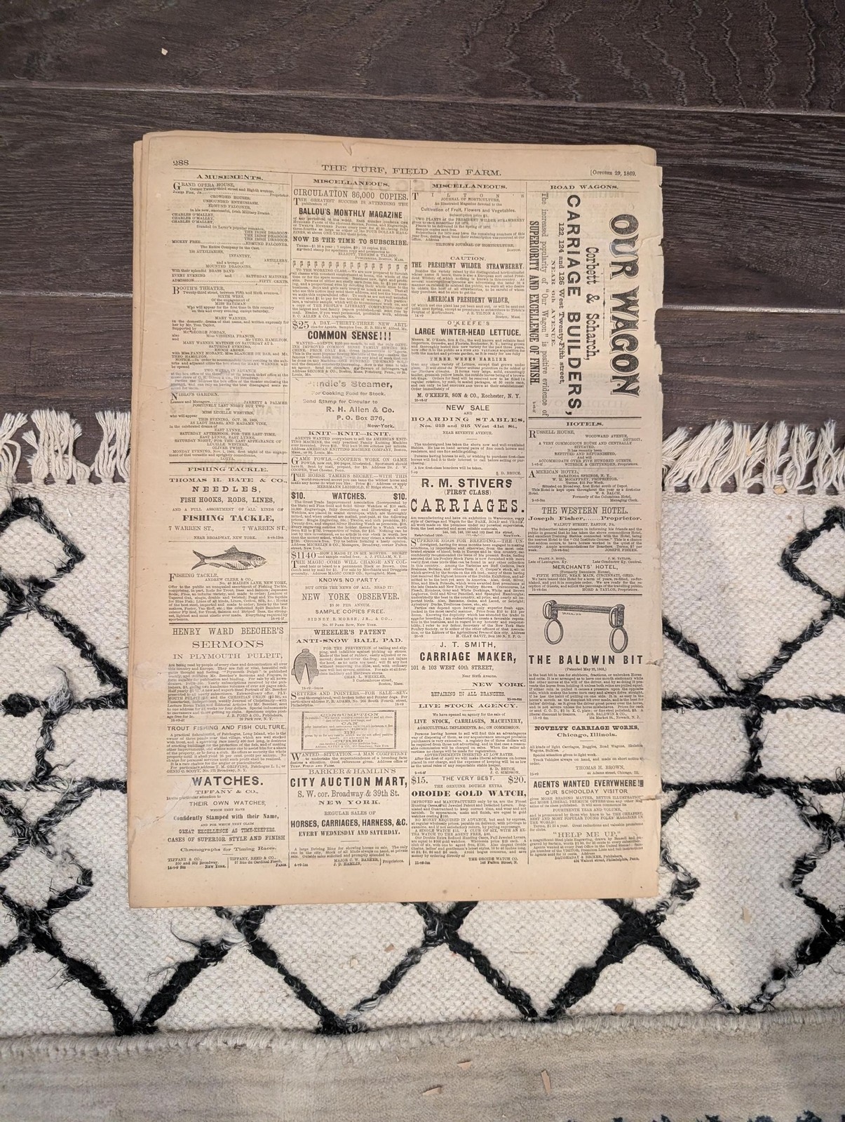1869 Turf Field and Farm — Jerome Park Races, Guelph Canada, Chess, Baseball