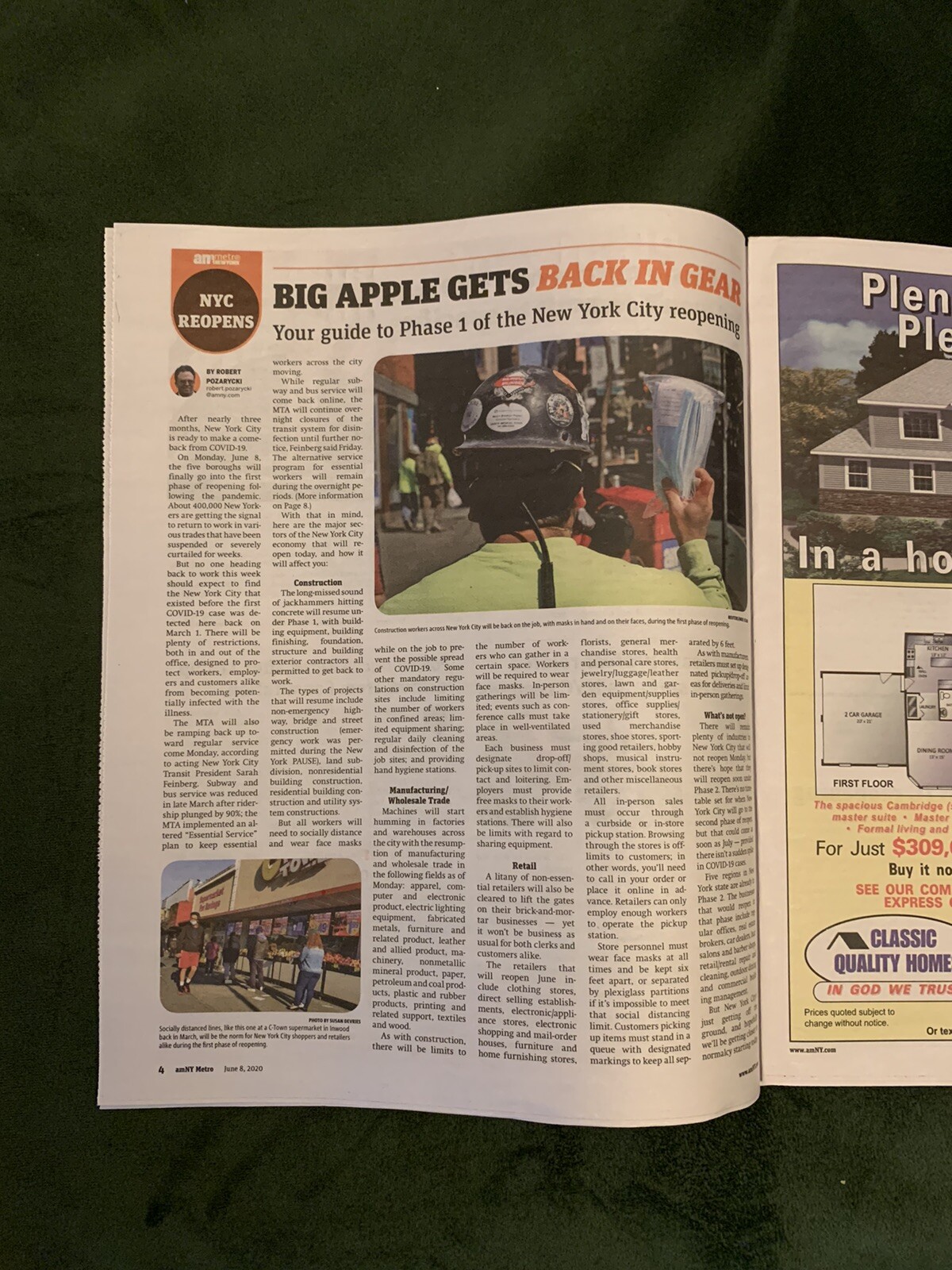 AM New York Newspaper 6/8/20 – NYC Open For Business AMNY City ?