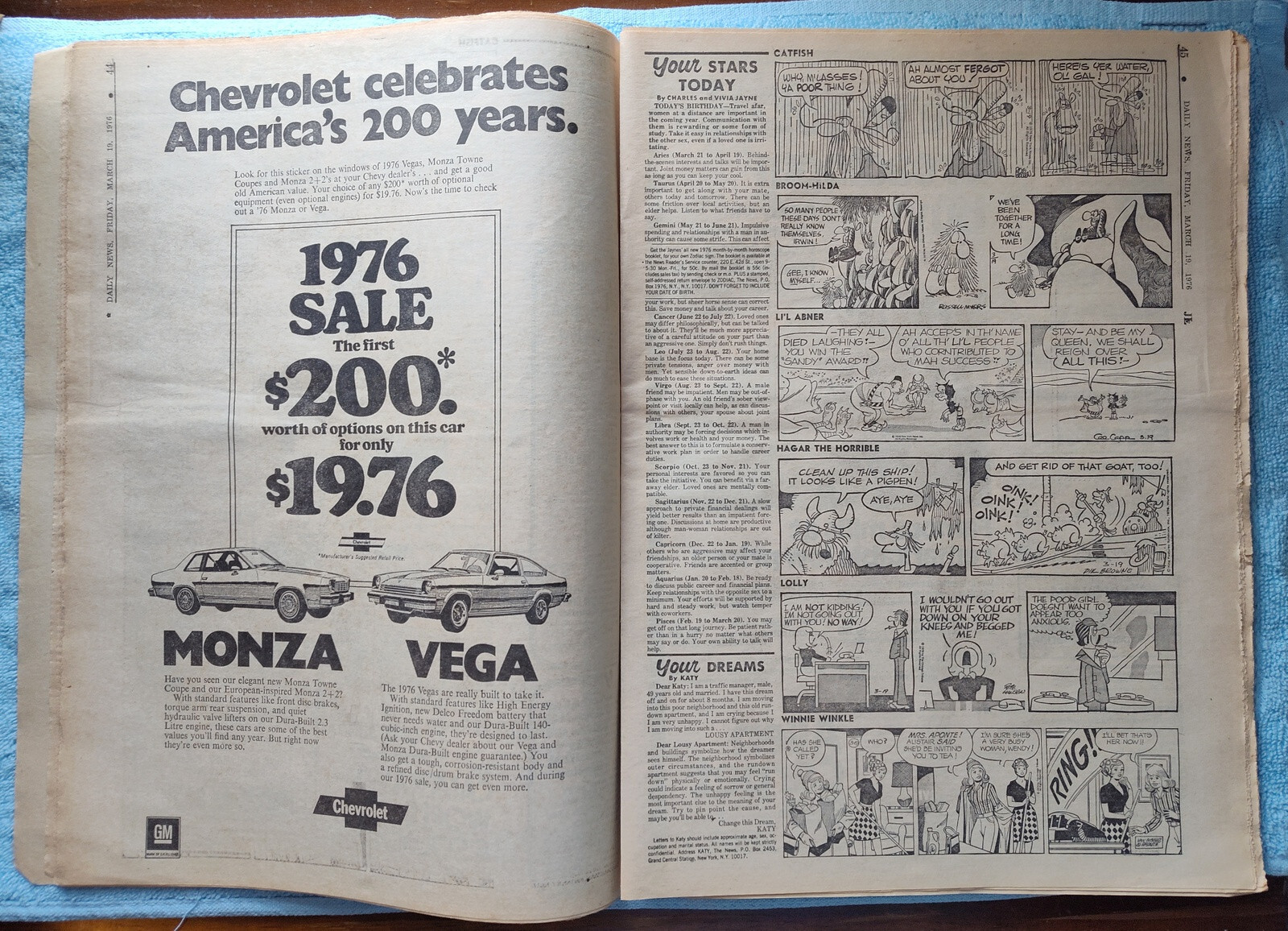 New York Daily News 19 March 1976 Patty Hurst Yogi Berra Toyota Corolla Ad More!