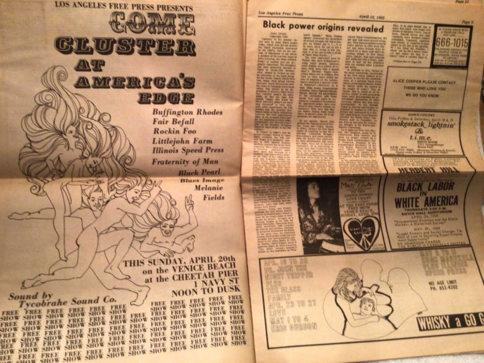 Vtg. Los Angeles Free Press Underground Newspaper April 1969 Hippies Great Ads