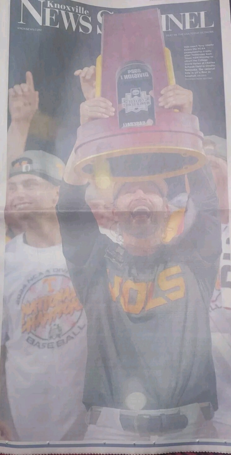 Tennessee Vols June 26 2024 Knoxville News Sentinel National Champions Newspaper