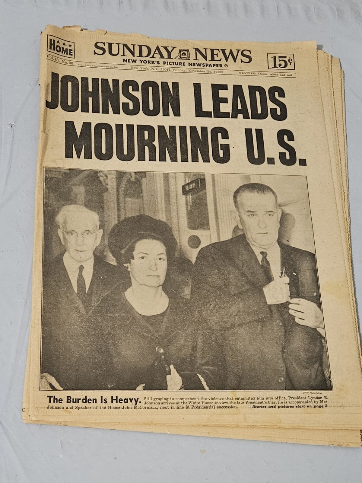 Johnson Leads Mourning JFK | New York Sunday News Newspaper November 24 1963