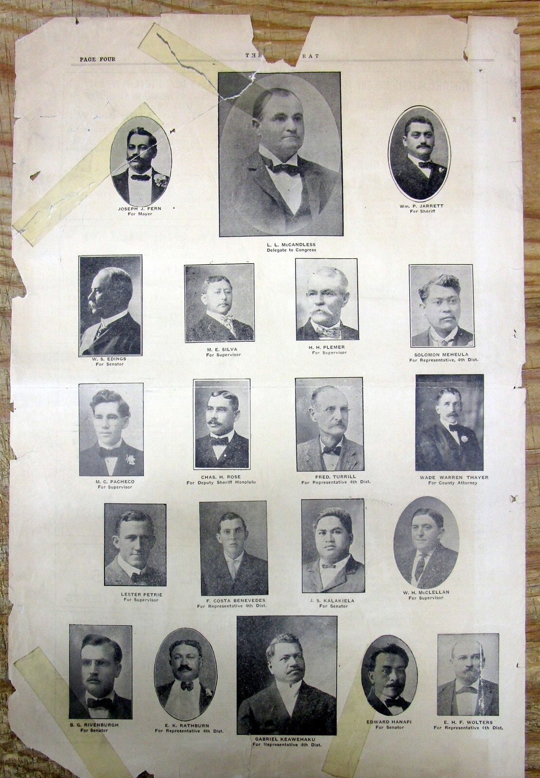 1910 Honolulu HAWAII TERRITORY political newspaper w POSTER Democrat politicians