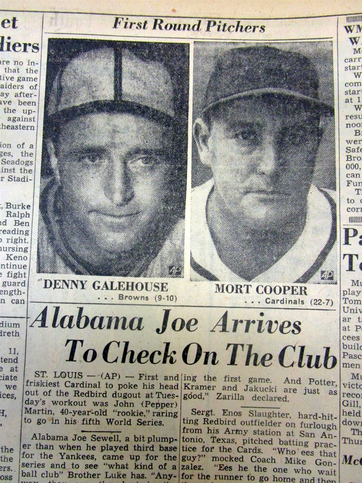 7 1944 newspapers ST LOUIS CARDINALS win BASEBALL WORLD SERIES v ST LOUIS BROWNS