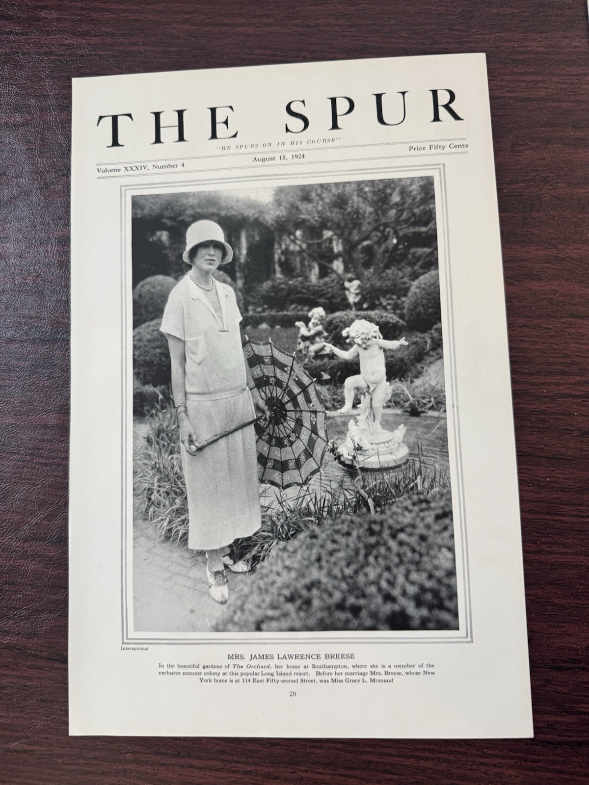 Mrs. James Lawrence Breese Southampton “The Orchard” Garden Photo The Spur 1924