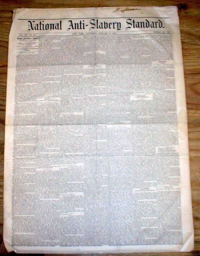 RareOriginal 1866-1869 abolitionist newspaper THE NATIONAL ANTI SLAVERY STANDARD