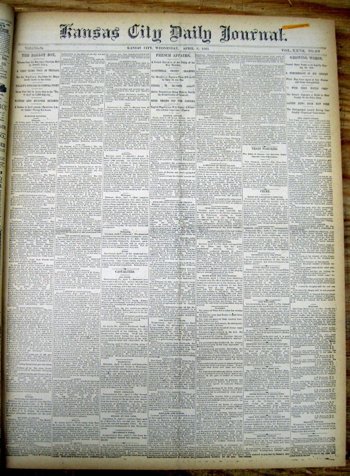 Lot of 5 rare original 1885 KANSAS CITY JOURNAL newspapers MISSOURI -130 yrs old