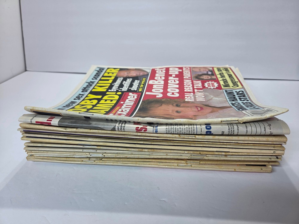 21 Vintage 1990’s Tabloids GLOBE STAR NATIONAL EXAMINER ENQUIRER JonBenet Ramsey