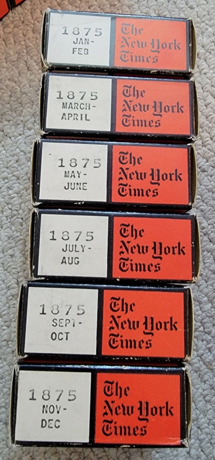 1875 New York Times on Microfilm 6 Reels Full Year, Genealogy Research
