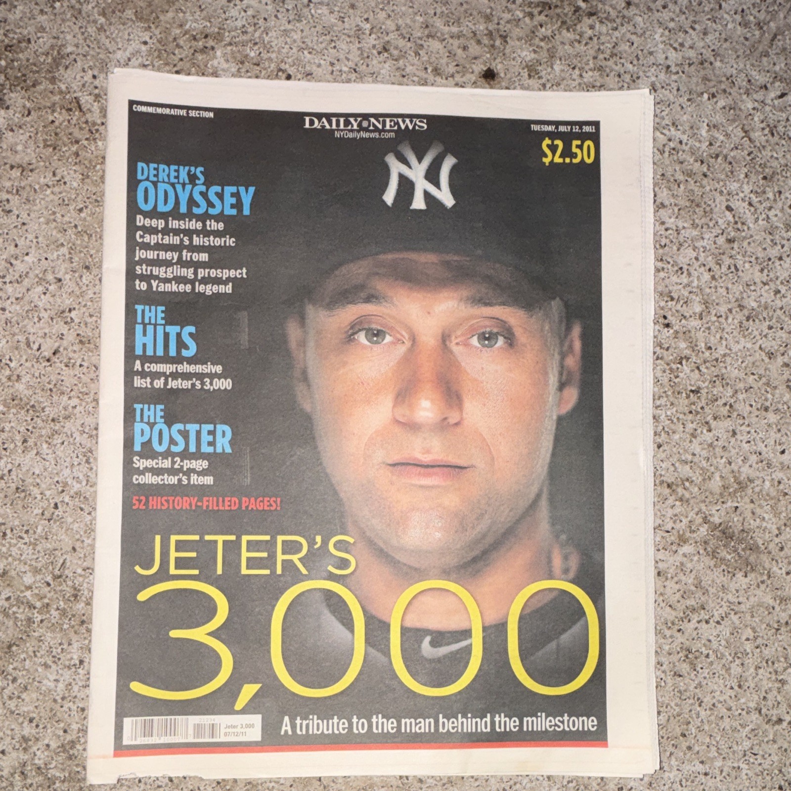 Daily News Derek Jeter 3,000 Hits Commemorative Newspaper Special Edition