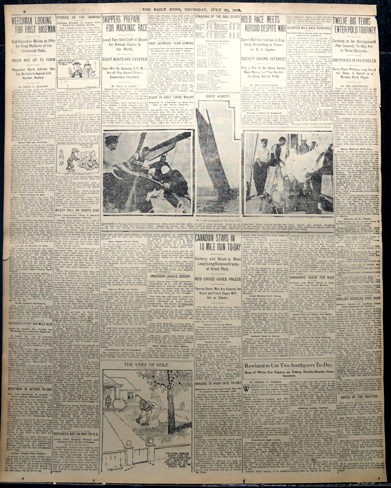 1916 Chicago Sports Pages – Christy Mathewson Traded To Cincinnati Reds