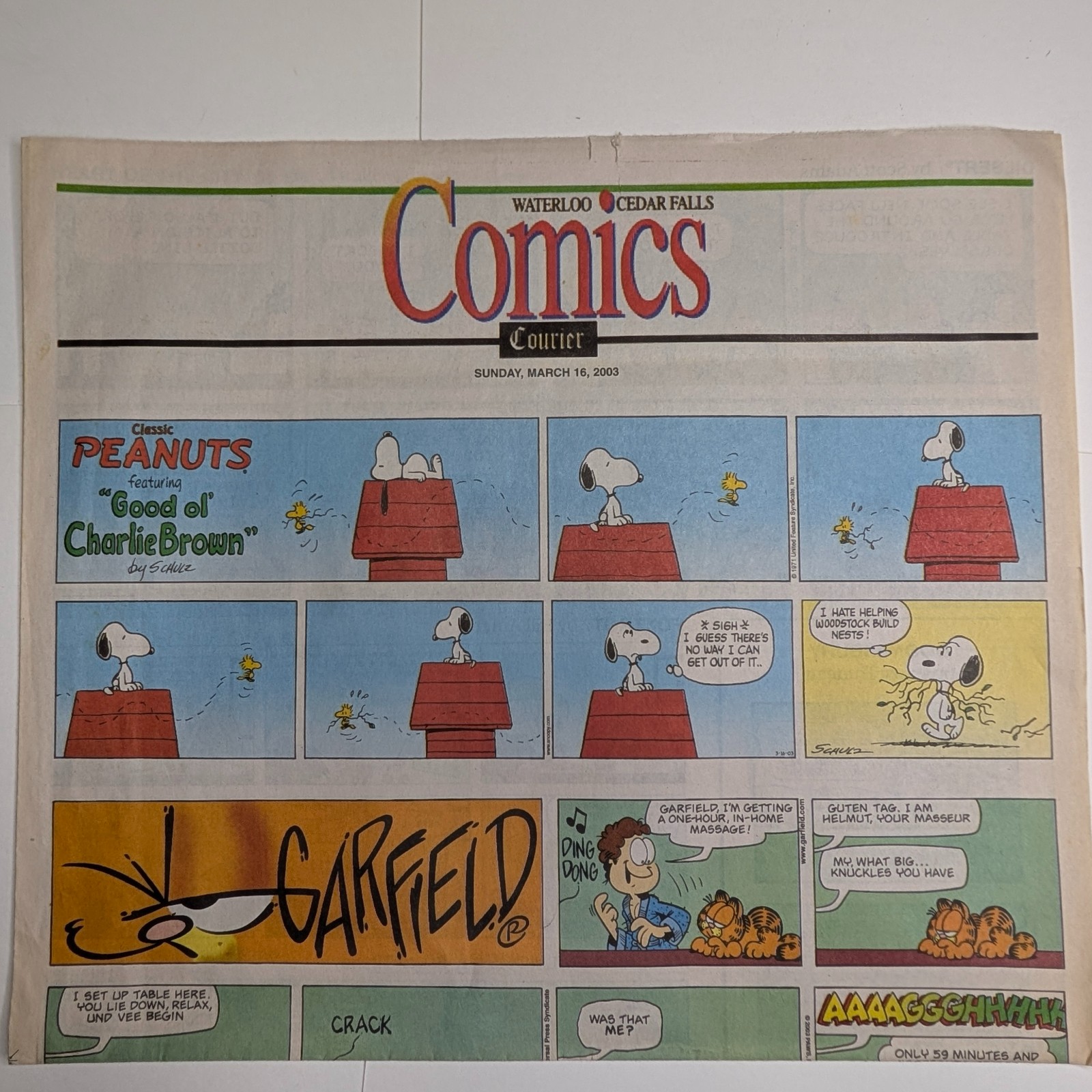 2003 Waterloo Cedar Falls Courier Sunday Comics Peanuts Snoopy Garfield Dilbert