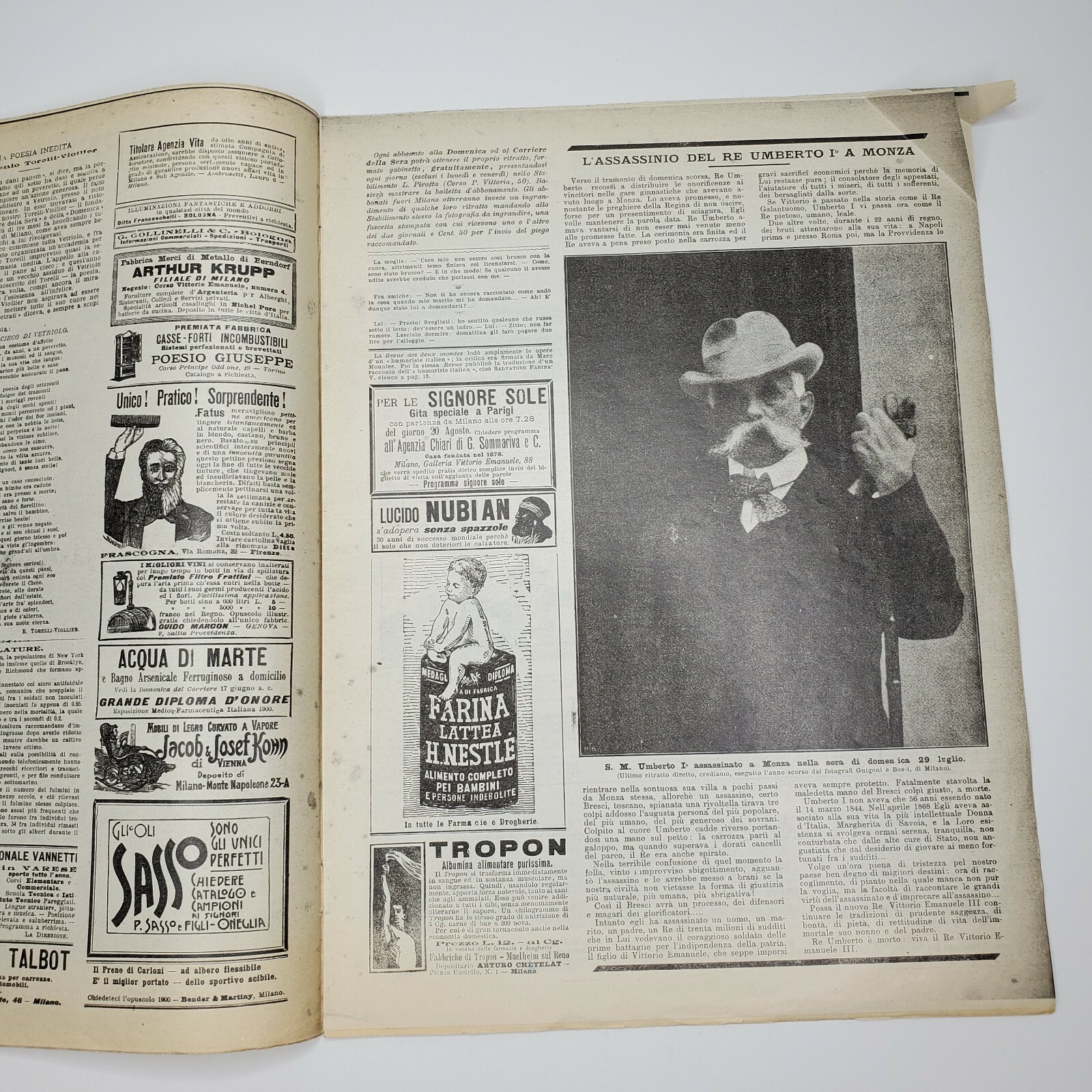 Domenica Del Corriere Sunday Courier Italian Newspaper 1900 Anarchist Assassin