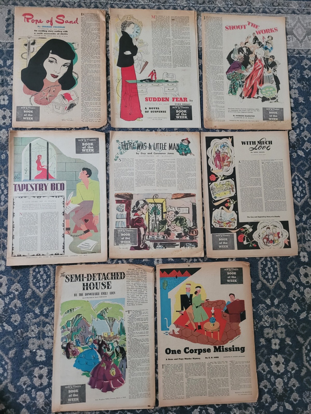 1940’s Chicago Sun Sunday Book Of The Week Newspaper Lot Full
