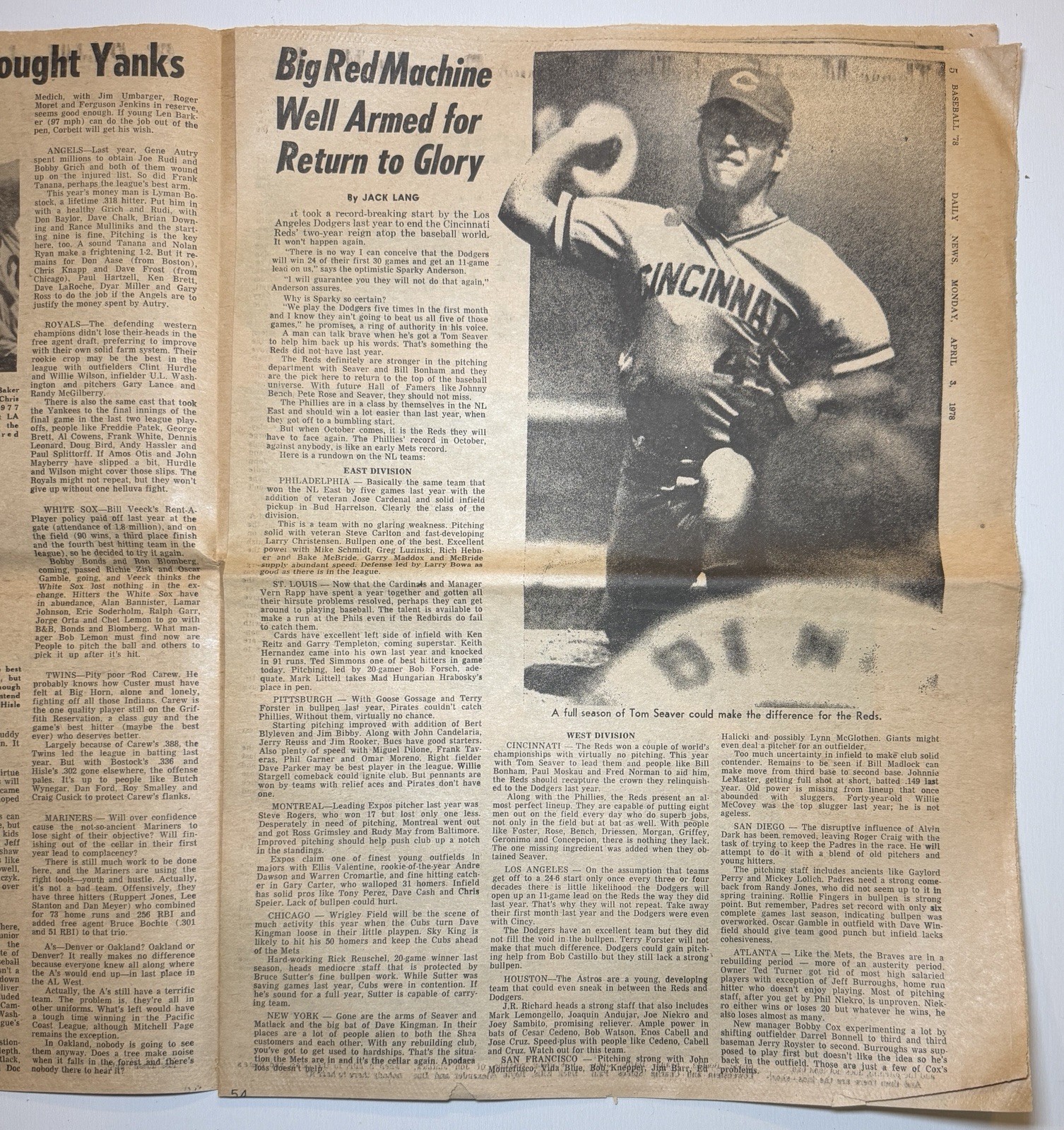 Vintage 4/3/1978 – NY Yankees Reggie Jackson – New York Daily News Cover