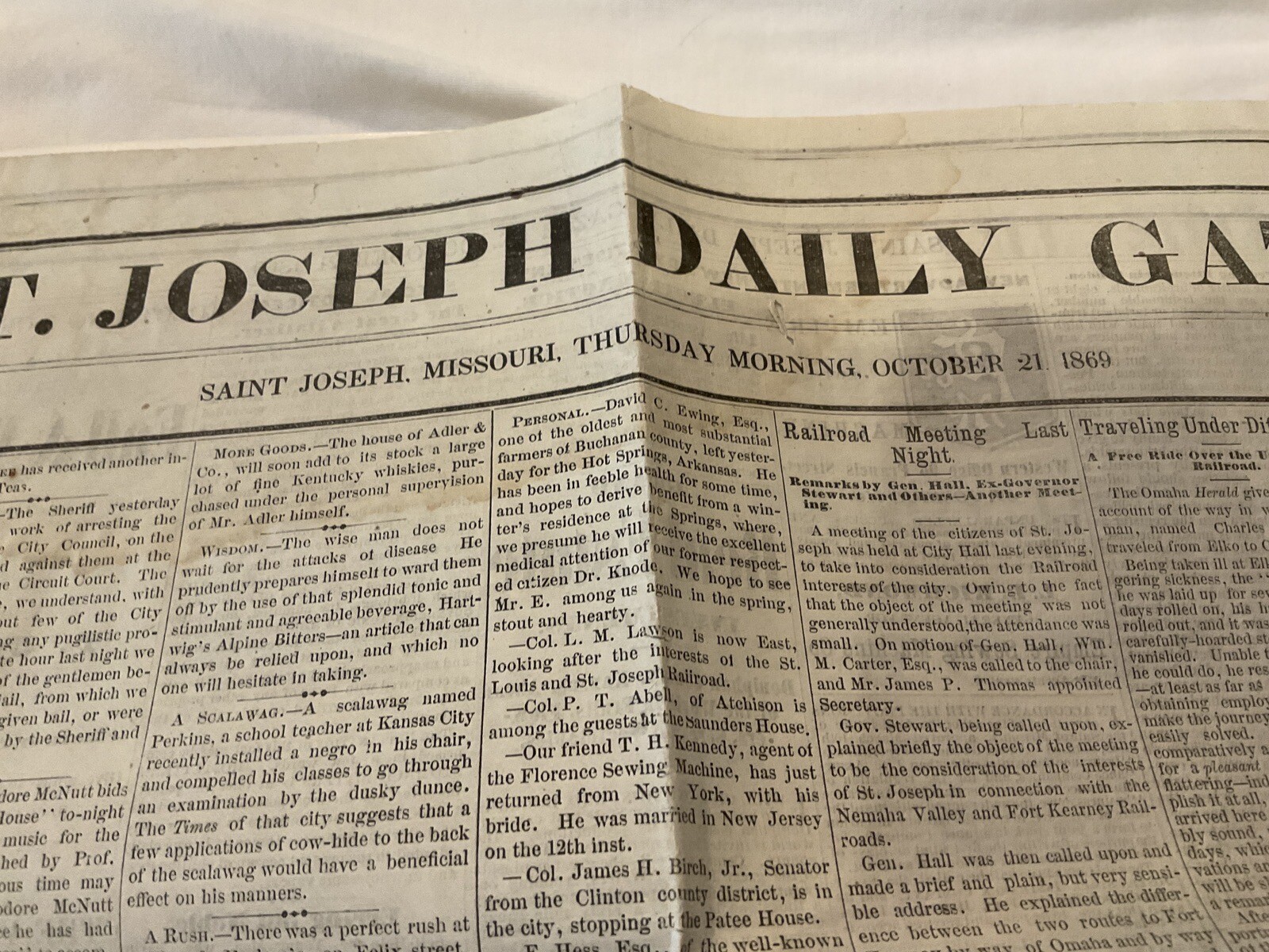 4 Missouri Civil War Reconstruction News 1869 St Joseph Negros Cachiz Apache