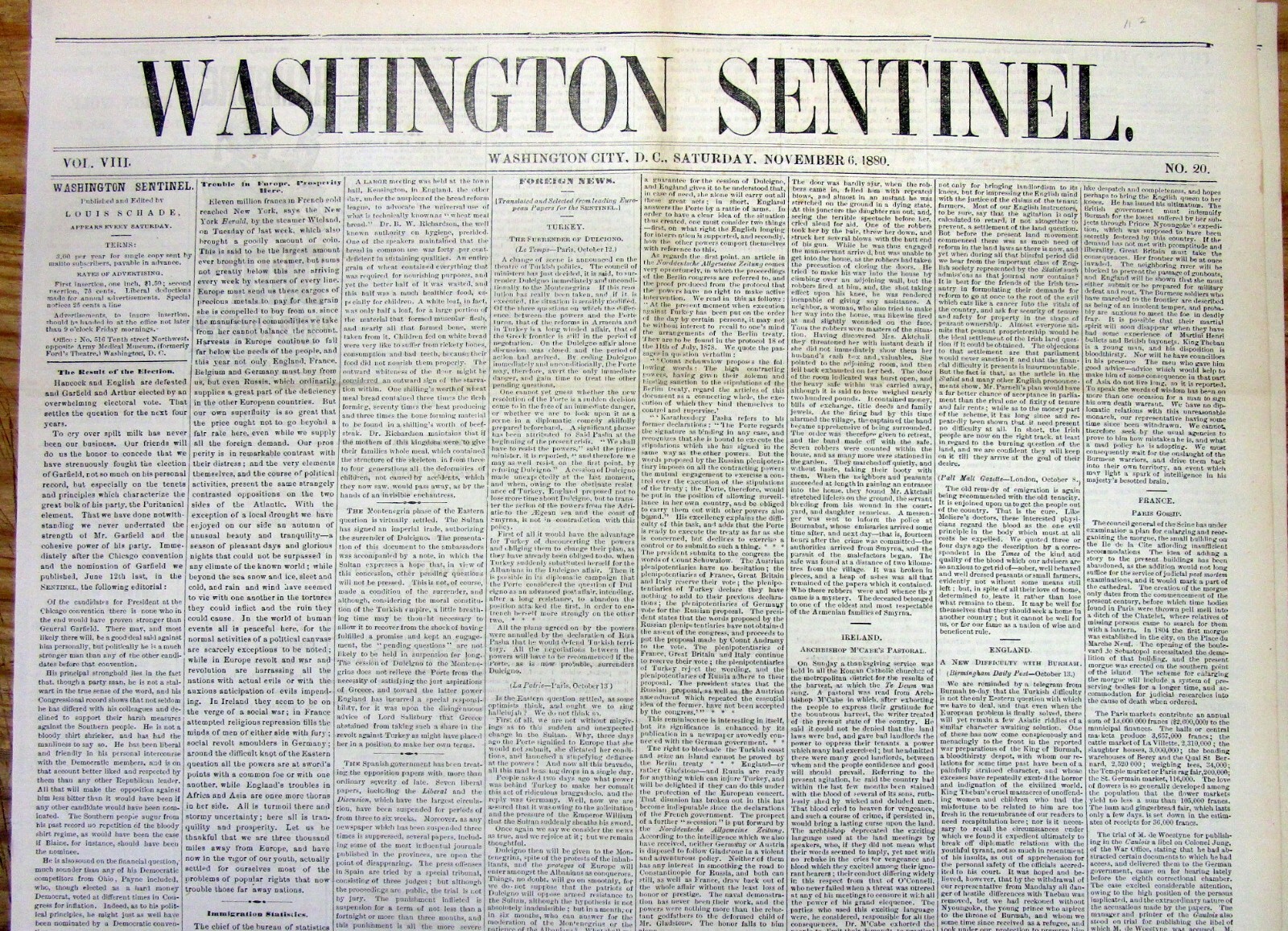 1880 newspaper IMMIGRATION to the US- DETAILED STATISTICS on COUNTRIES of ORIGIN