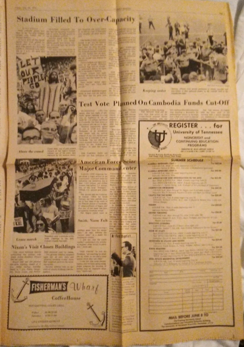 UT Daily Beacon, Student Newspaper of the University of Tennessee. May 29, 1970