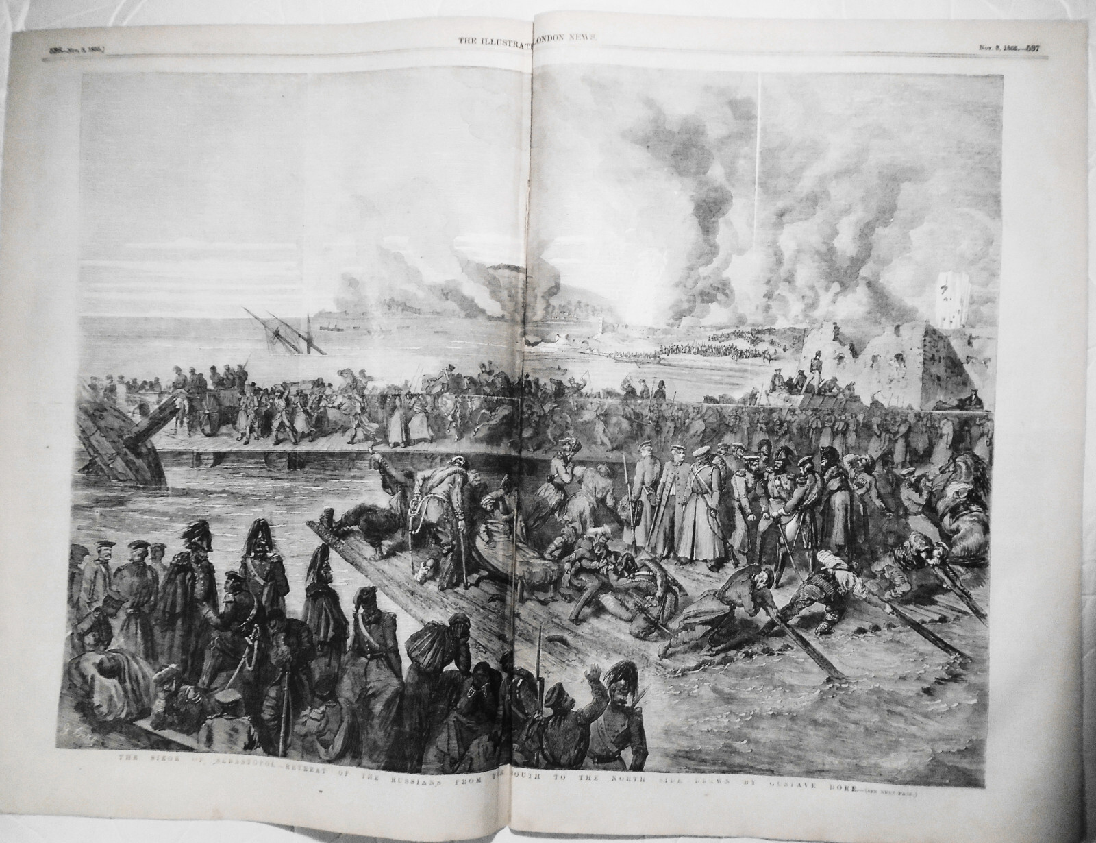 The Siege of Sebastopol – Retreat of the Russians, by Gustave Dore, 1855
