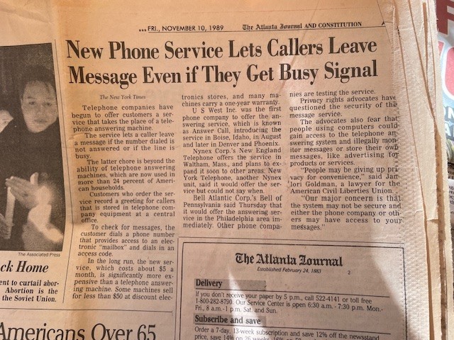 Atlanta Journal November 10, 1989 Section A Only – Berlin Wall Falls – Historic