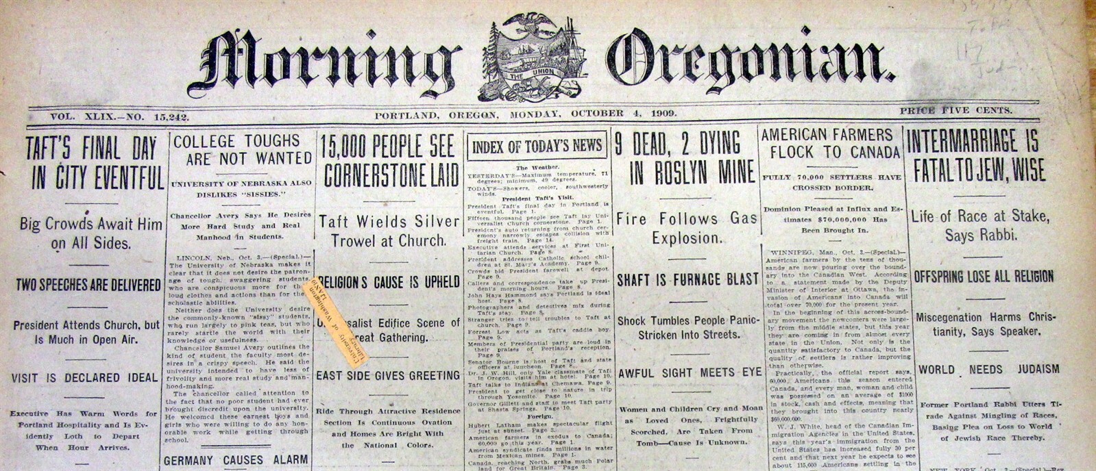 1909 newspaper INTERMARRIAGE between JEWS & CHRISTIANS FATAL to the JEWISH RACE