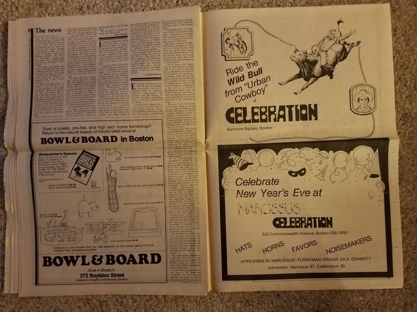 BOSTON PHOENIX Newspaper John Lennon Concert Ads Ramones Allman Bros 1980