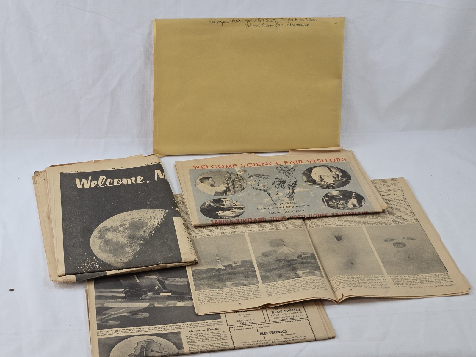 1963 Newspapers Apollo Test Shot JFK Visit El Paso Science Fair Albuquerque