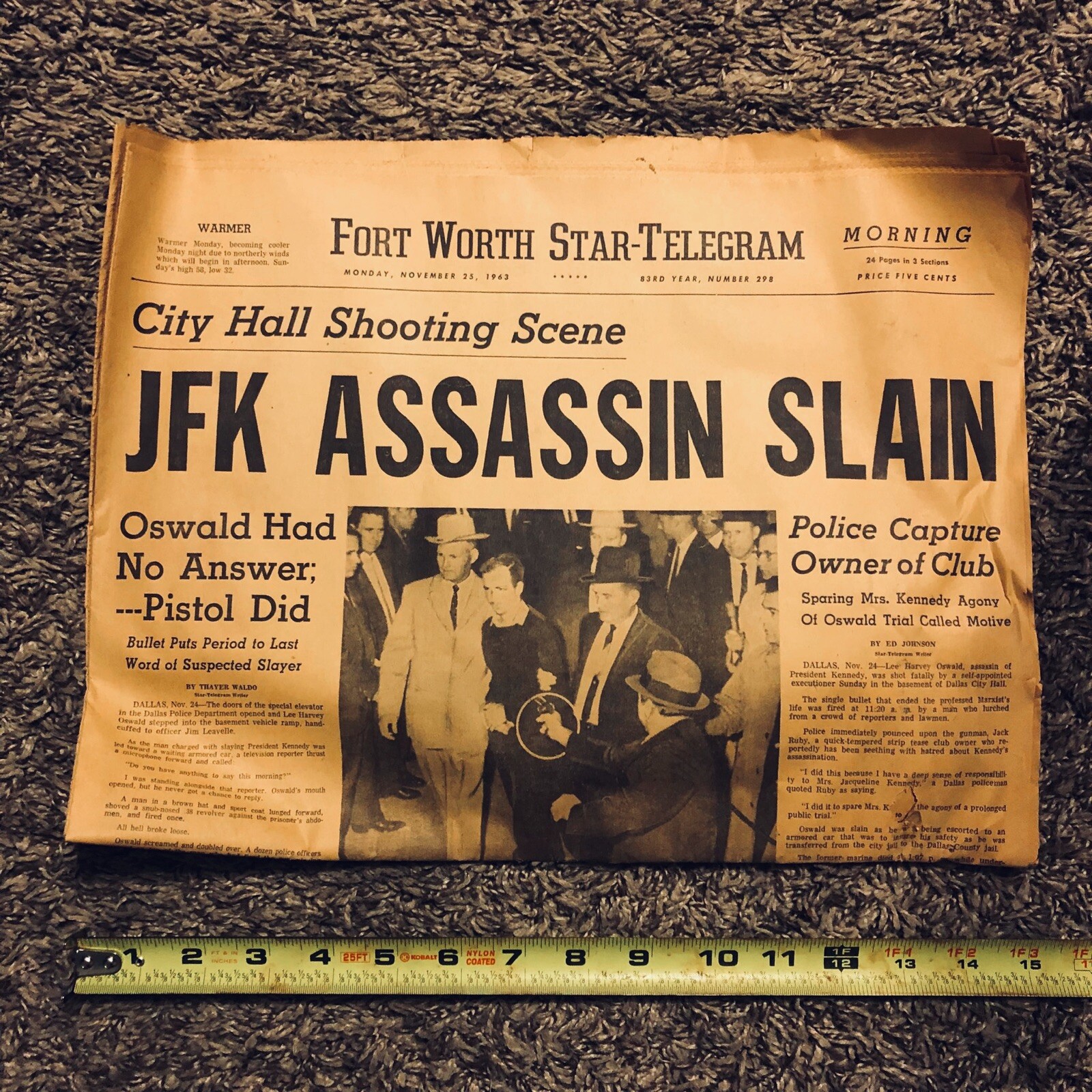 Nov 25, 1963 Fort Worth Star-Telegram ASSASSINATION of PRESIDENT JOHN F KENNEDY