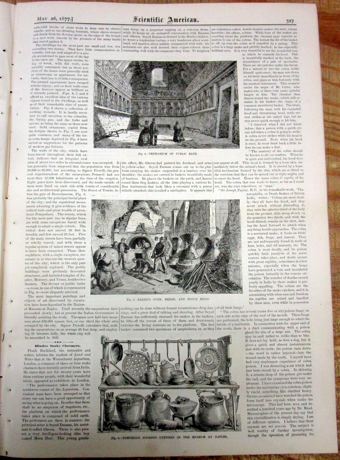 1877 illustrated newspaper POMPEII Italy EARLY ARCHEOLOGY EXCAVATION Engravings