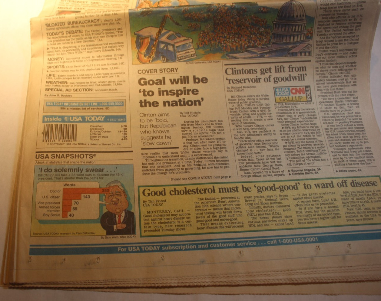 1992 Bill Clinton Inauguration USA Today Newspaper torch passes today vintage