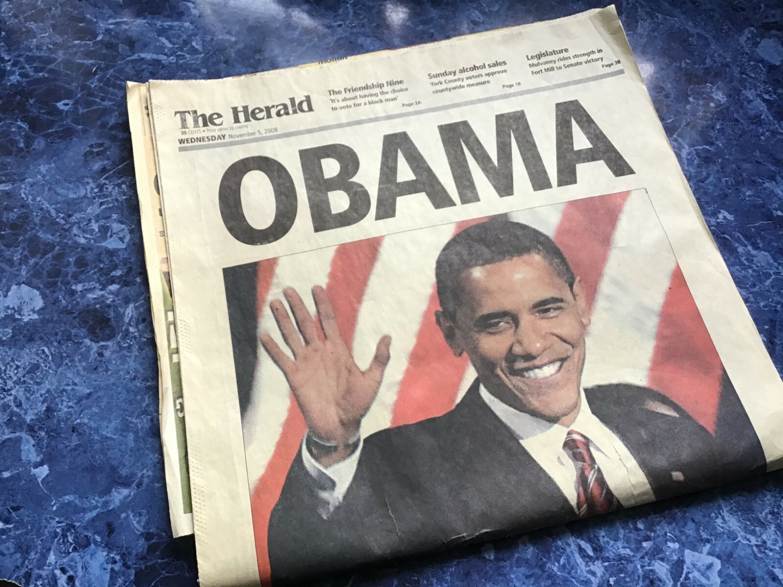 “BARACK OBAMA ELECTED” The HERALD Complete NEWSPAPER S.C. – November 5,2008