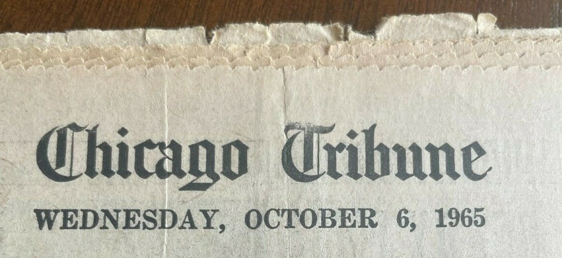 Chicago Tribune 10-6-1965 Start of World Series Dodgers VS Twins Koufax