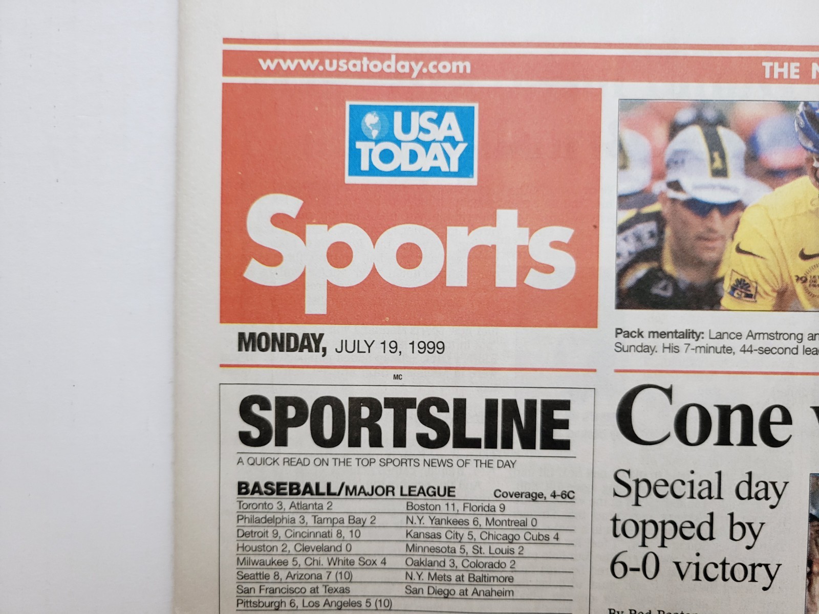 1999 Jul 17: Yankees DAVID CONE Perfect Game! SF Chron, San Jose Merc, USA Today