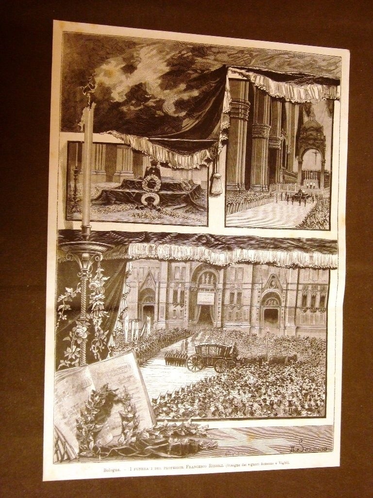Bologna in 1880 Funeral of Professor Francesco Rizzoli