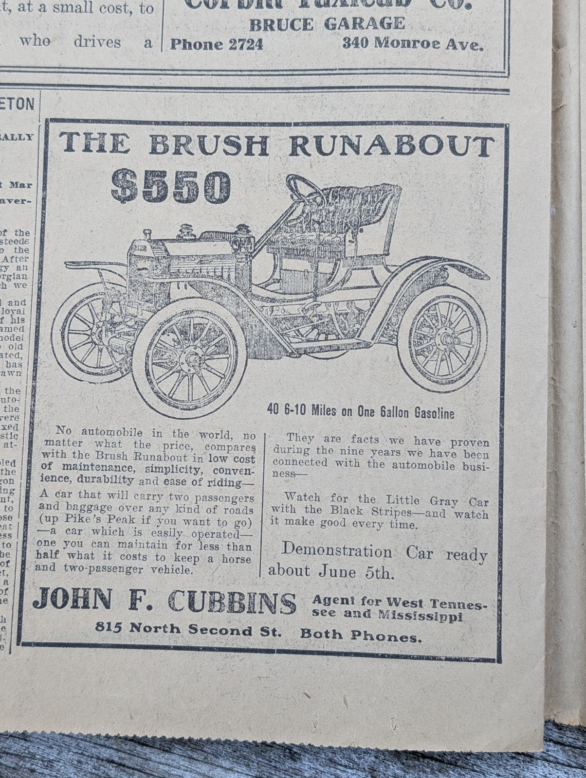 1909 MEMPHIS TENNESSEE COMMERCIAL APPEAL UCV REUNION CAR ADS COCA COLA PEPSI ADS