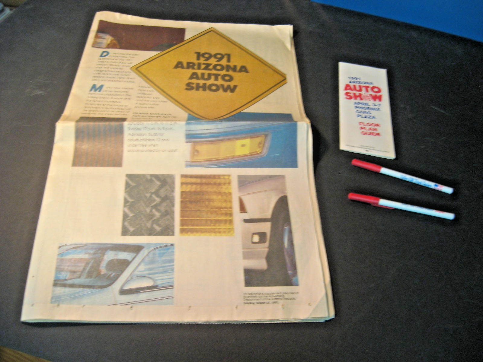 KTSP TV~1991 Arizona Auto Show Newspaper~Republic Advertising~2 GMC Truck Pens